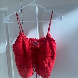 Rumored Scarlet Eyelet Ruffle Top